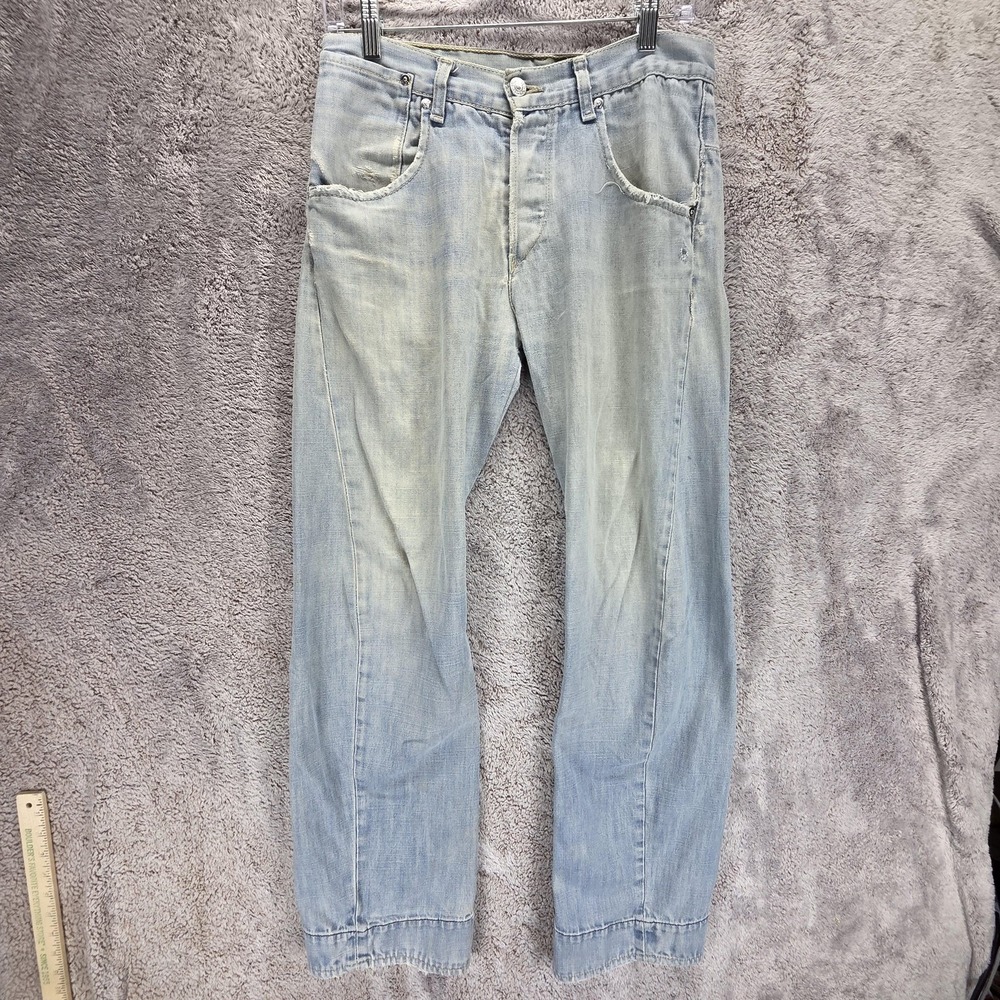 VTG Levis Engineered Jeans Mens Blue Twisted Light Wash Button Fly Fits 29x30